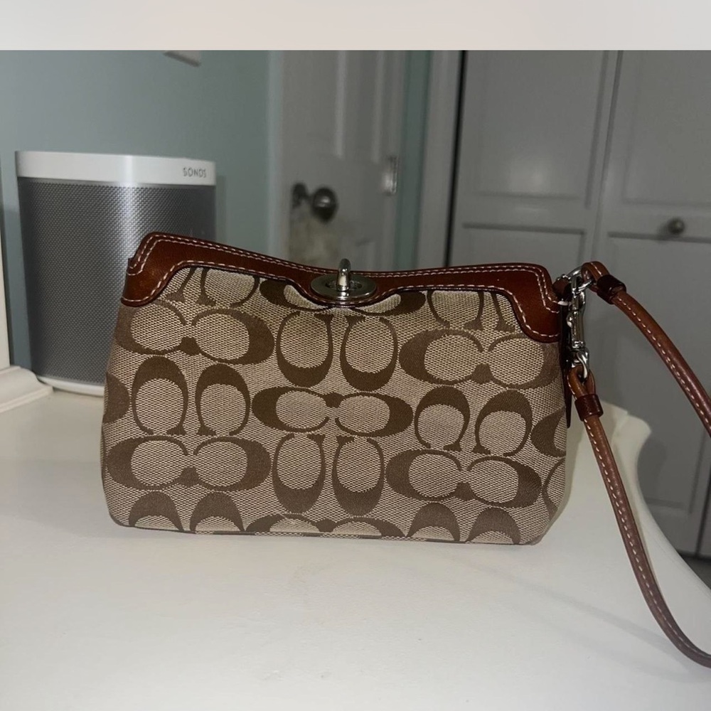 Coach Brown Signature Wristlet